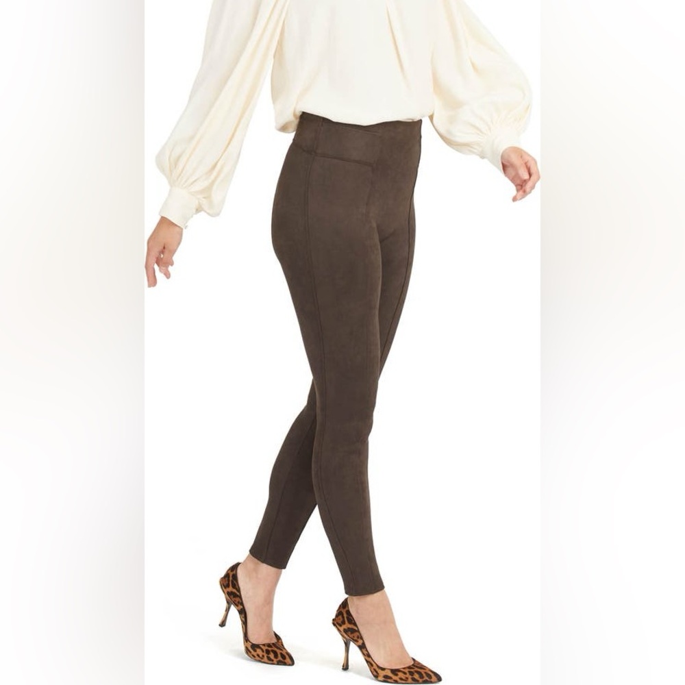 Spanx Brown Stretchy High Waist Faux Suede Leggings size Small